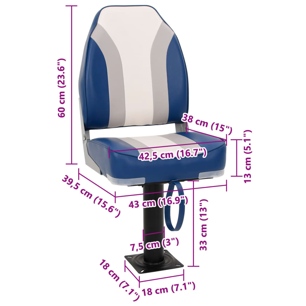 vidaXL Assento de barco com pedestal rotativo a 360°