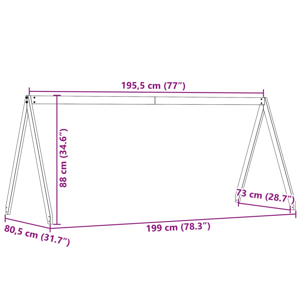 vidaXL Telhado de cama infantil 199x80,5x88 cm madeira de pinho maciça