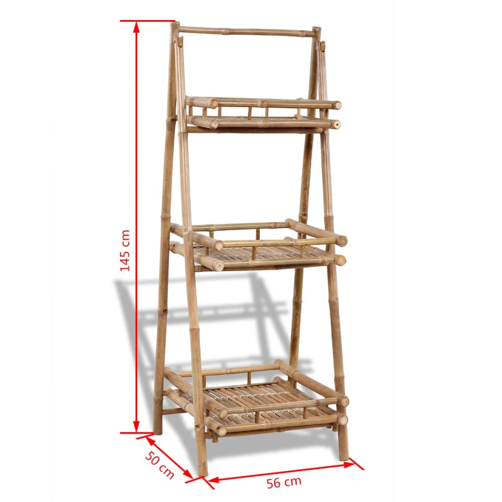 vidaXL Floreira c/ 3 prateleiras bambu