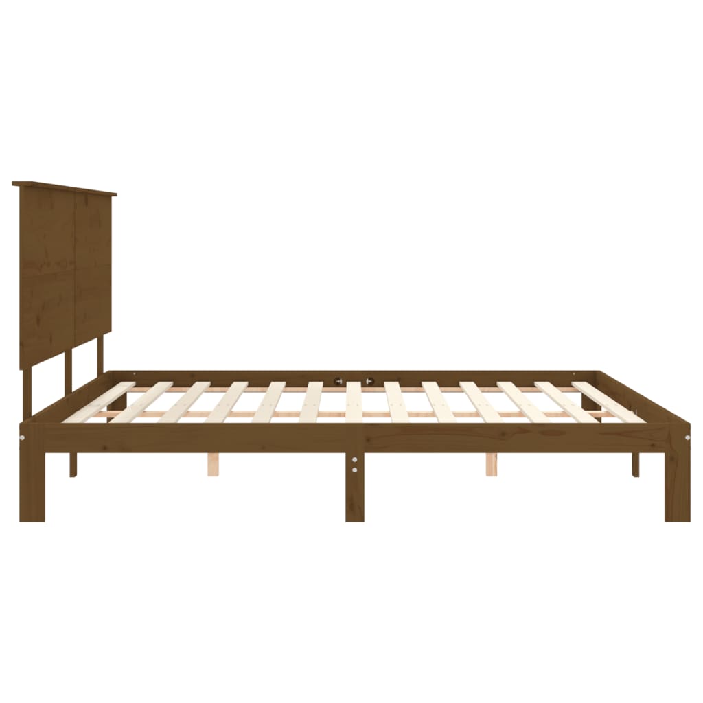 vidaXL Estrutura cama c/ cabeceira 200x200cm maciço castanho-mel