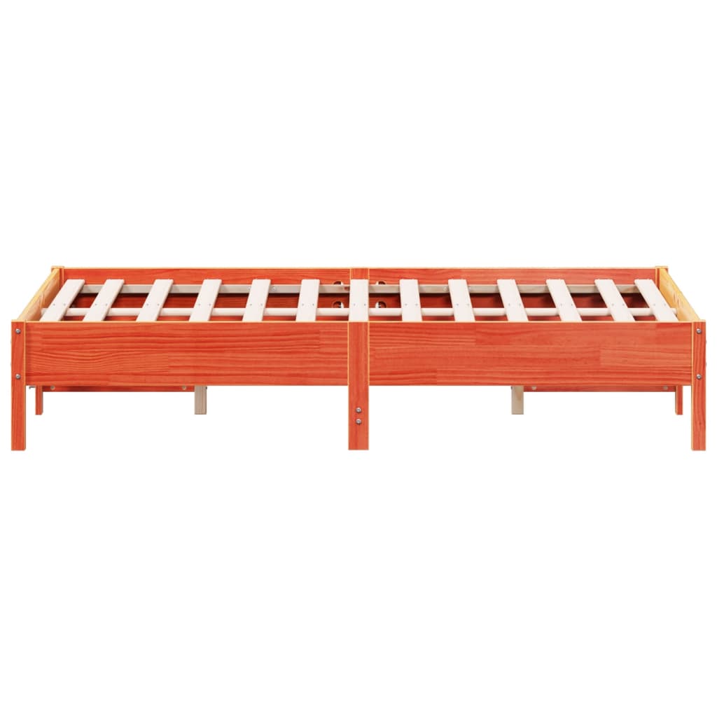 vidaXL Cama sem colchão 135x190 cm madeira pinho maciça castanho-mel