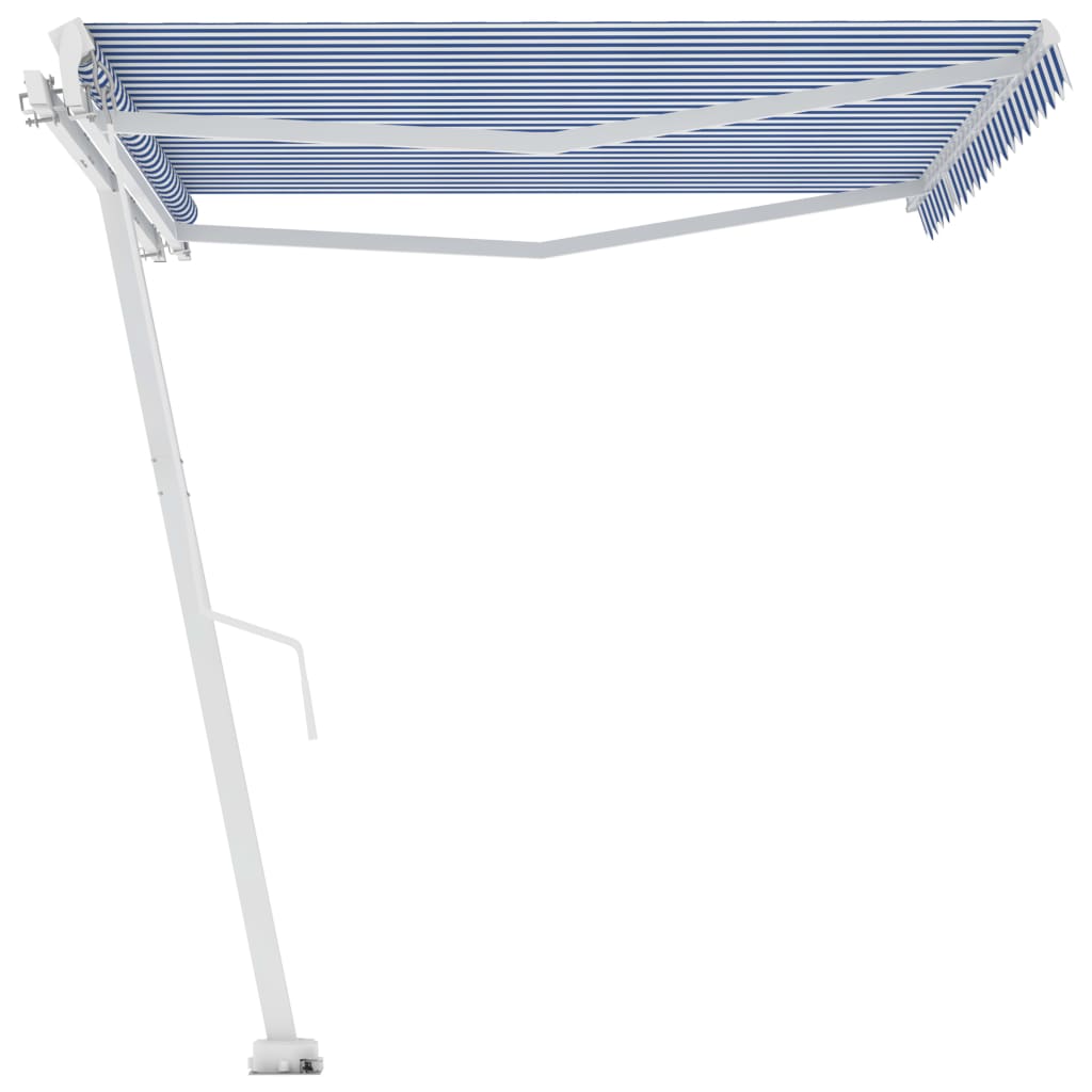 vidaXL Toldo retrátil manual independente 400x300 cm azul e branco