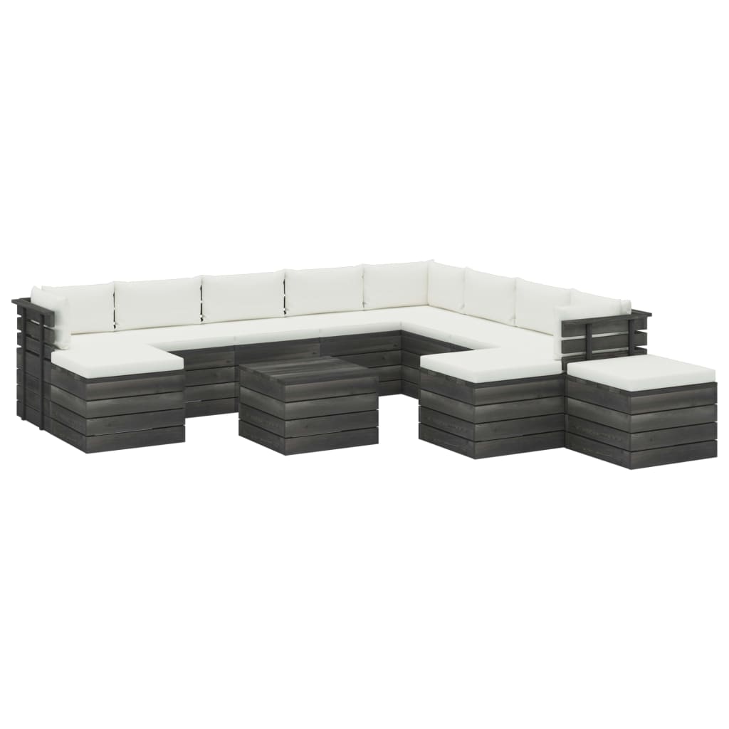 vidaXL 12 pcs conjunto lounge de paletes com almofadões pinho maciço