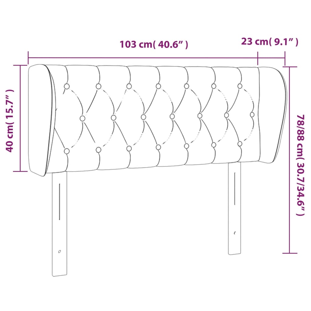 vidaXL Cabeceira de cama c/ abas veludo 103x23x78/88cm cinzento-escuro