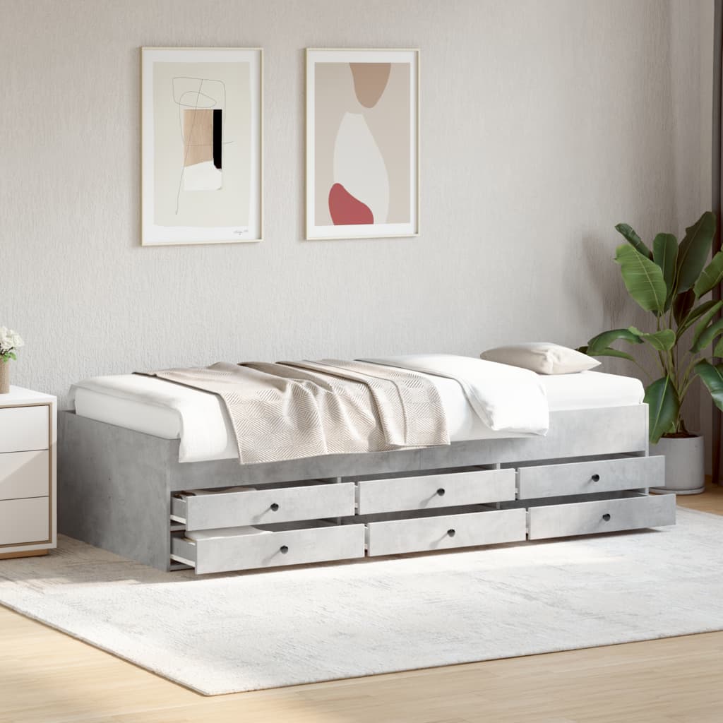 vidaXL Sofá-cama com gavetas sem colchão 75x190 cm cinzento cimento