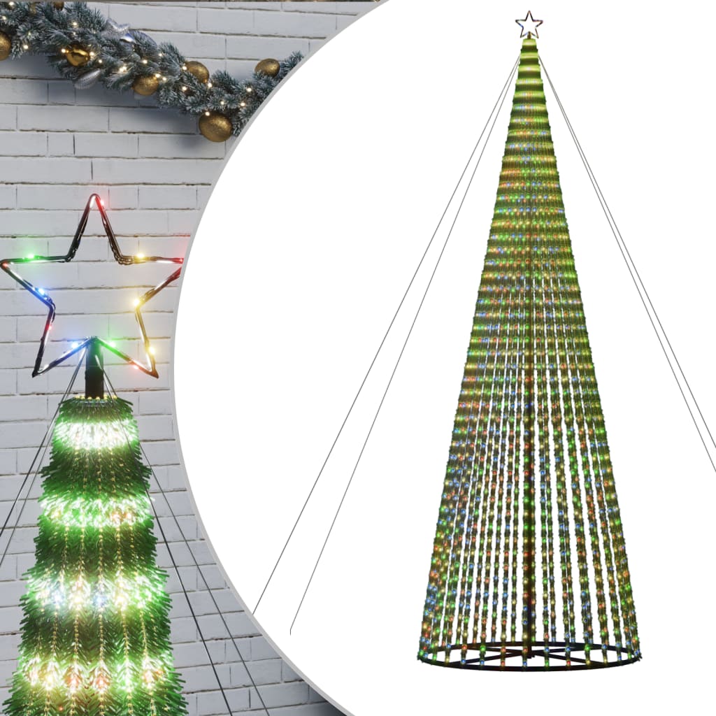 vidaXL Árvore de Natal luminosa em cone 1544 luzes LED 500 cm colorido