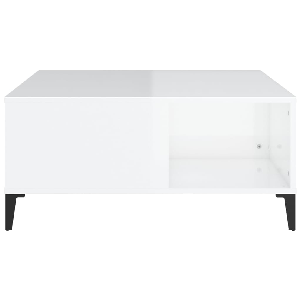 vidaXL Mesa de centro 80x80x36,5 cm derivados madeira branco brilhante