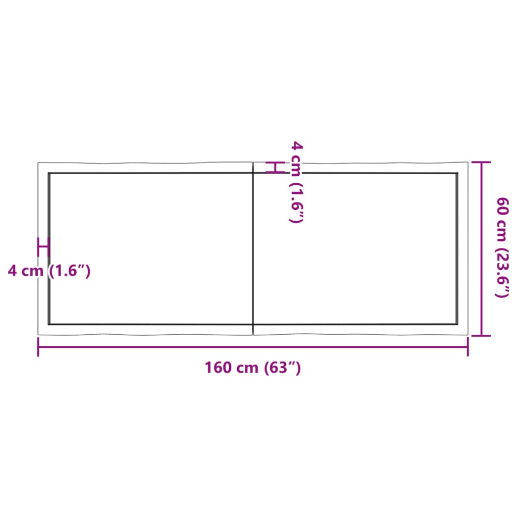 vidaXL Tampo de mesa com bordas vivas carvalho tratado castanho-claro