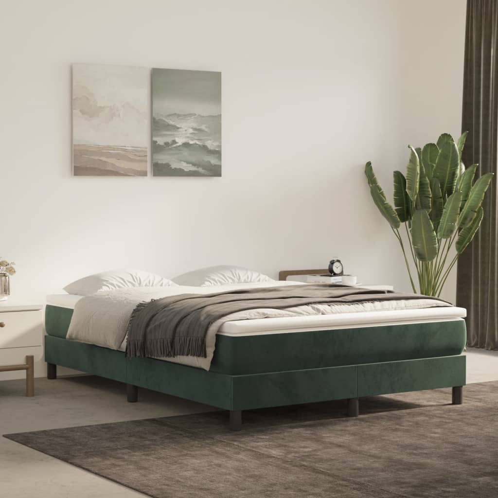 vidaXL Estrutura de cama 140x190 cm veludo verde-escuro