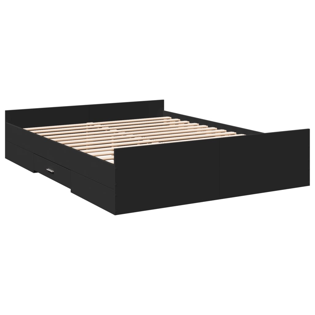 vidaXL Estrutura de cama c/ gavetas 160x200 cm derivados madeira preto