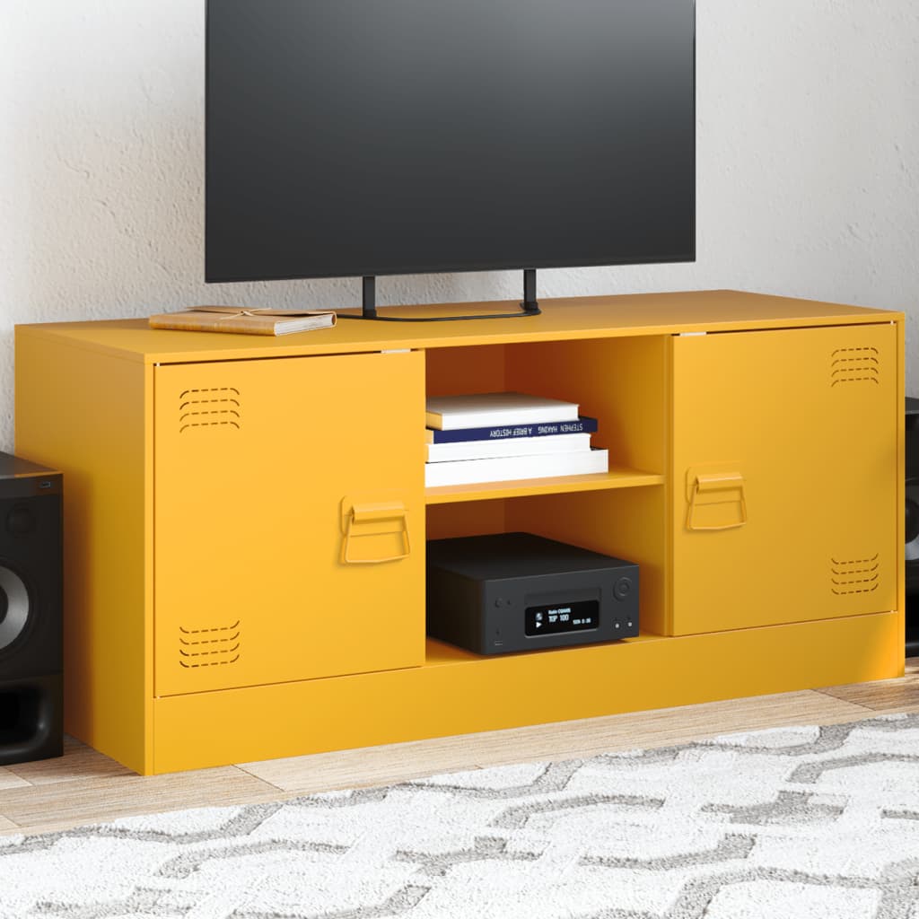 vidaXL Móvel de TV 99x39x44 cm aço amarelo mostarda