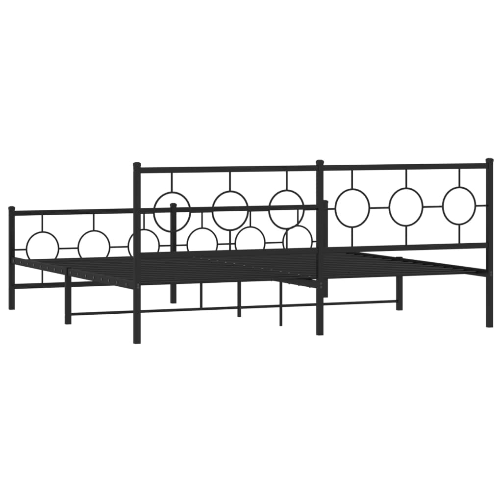 vidaXL Estrutura de cama com cabeceira e pés 200x200 cm metal preto