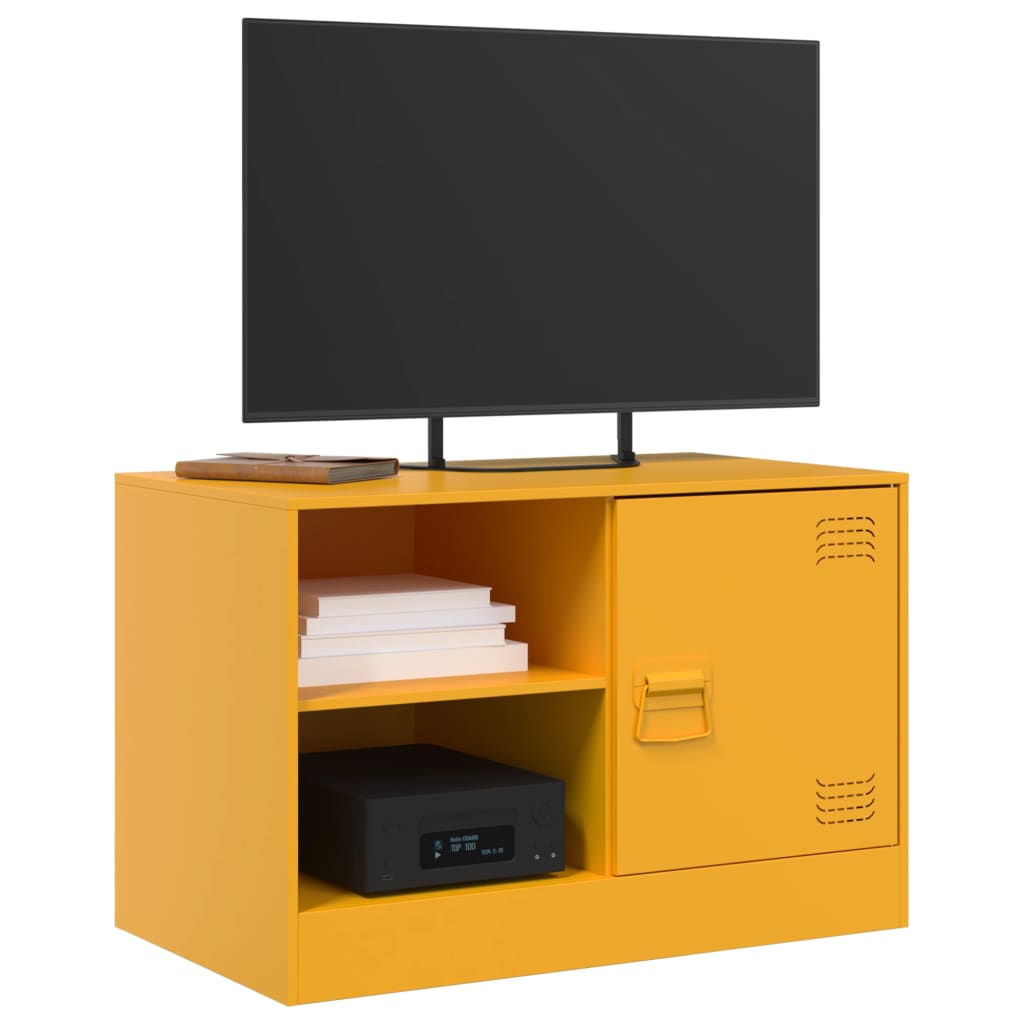 vidaXL Móvel de TV 67x39x44 cm aço amarelo mostarda