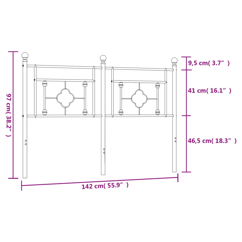 vidaXL Cabeceira de cama 135 cm metal branco