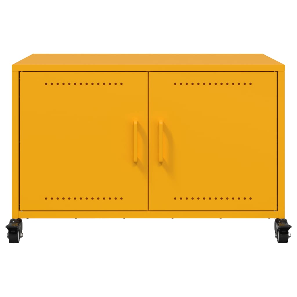 vidaXL Móvel de TV 68x39x43,5 cm aço amarelo mostarda