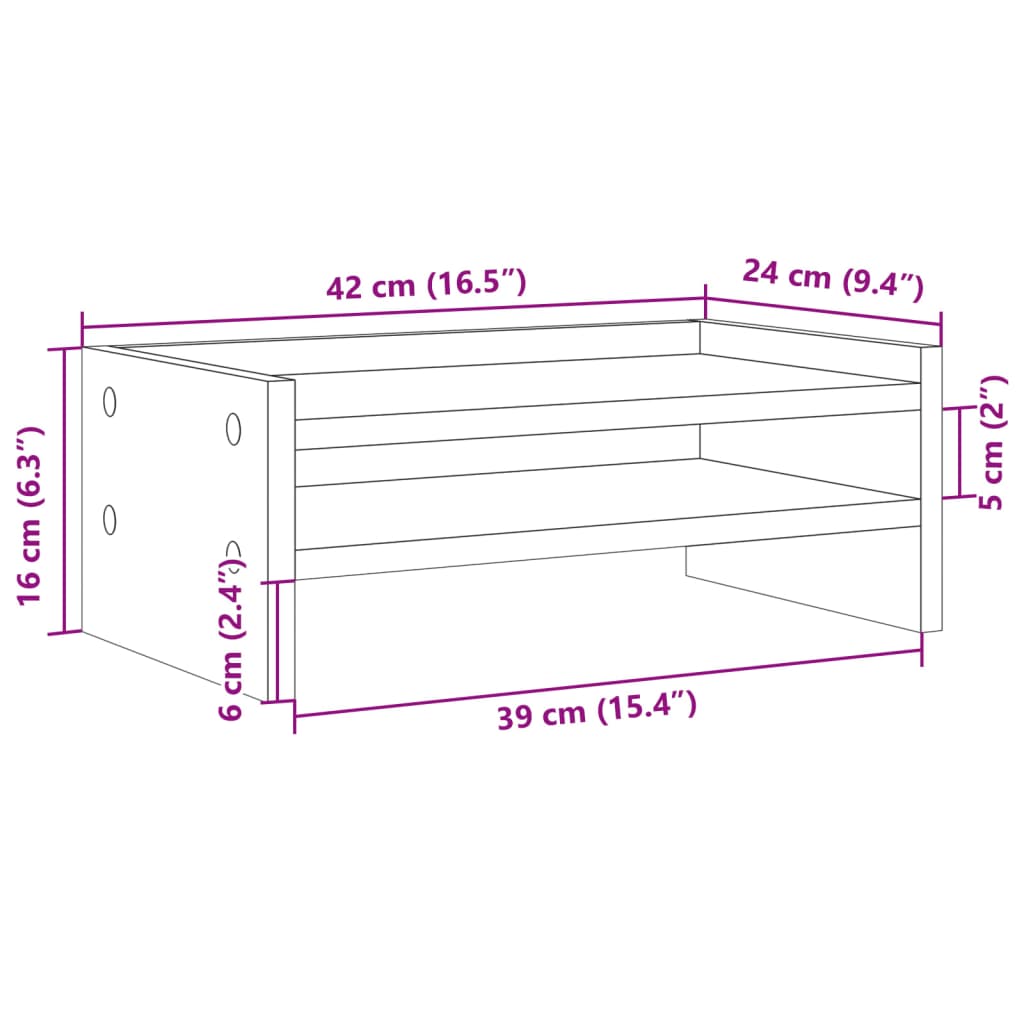 vidaXL Suporte monitor 42x24x16 cm derivados madeira carvalho castanho