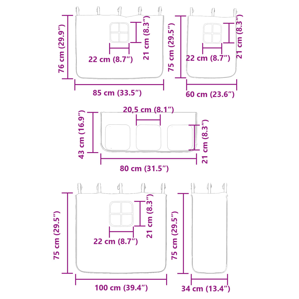 vidaXL Cama alta p/ criança c/ cortinas 90x200 cm pinho maciço rosa