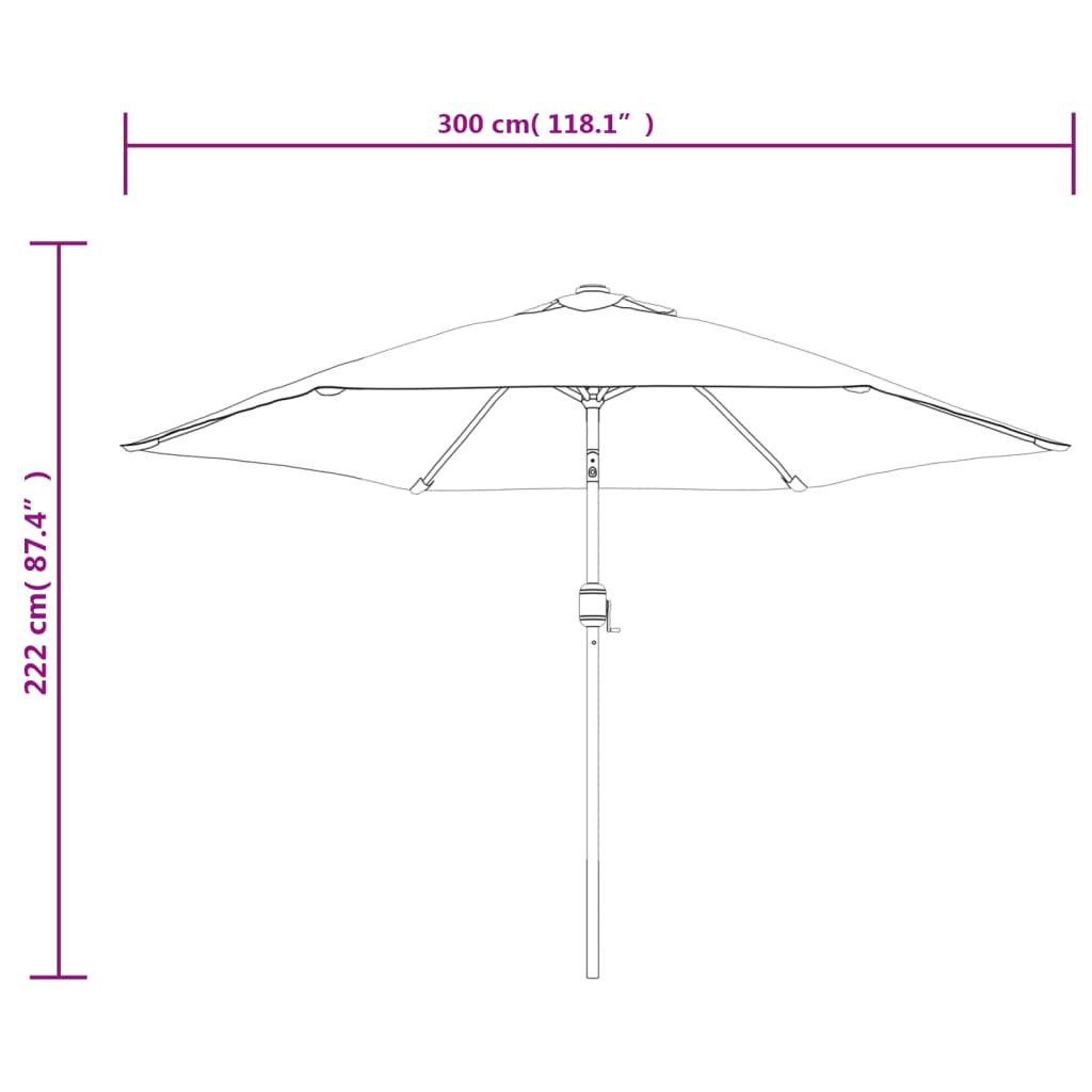 vidaXL Guarda-sol c/ varão de aço 3m branco areia