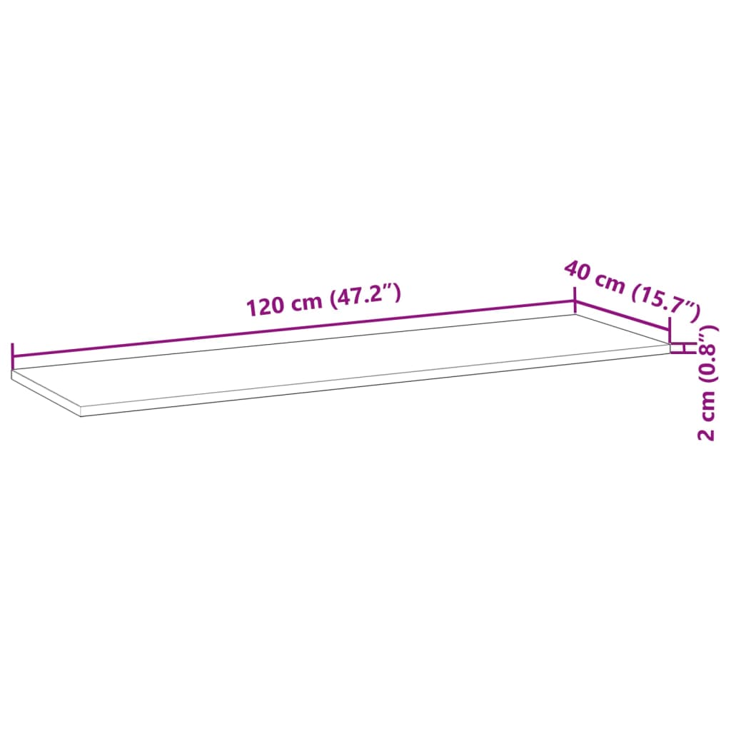 vidaXL Tampo de mesa retangular 120x40x2 cm madeira de acácia maciça