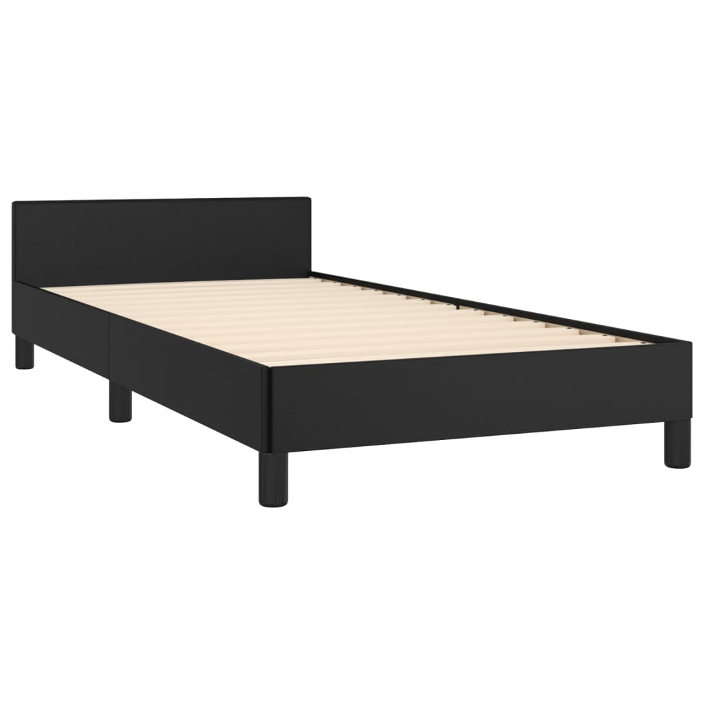 vidaXL Estrutura cama c/ cabeceira 100x200 cm couro artificial preto