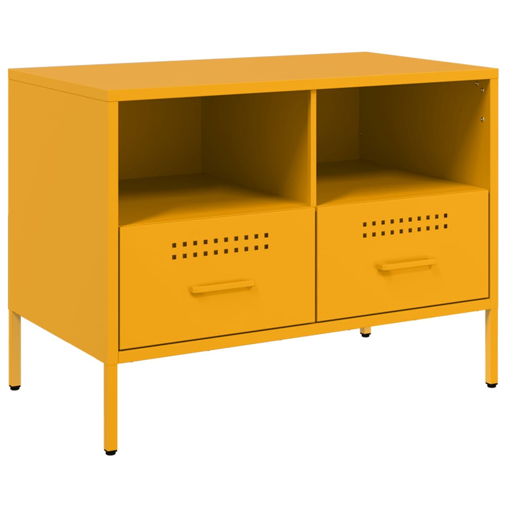 vidaXL Móvel de TV 68x39x50,5 cm aço amarelo mostarda