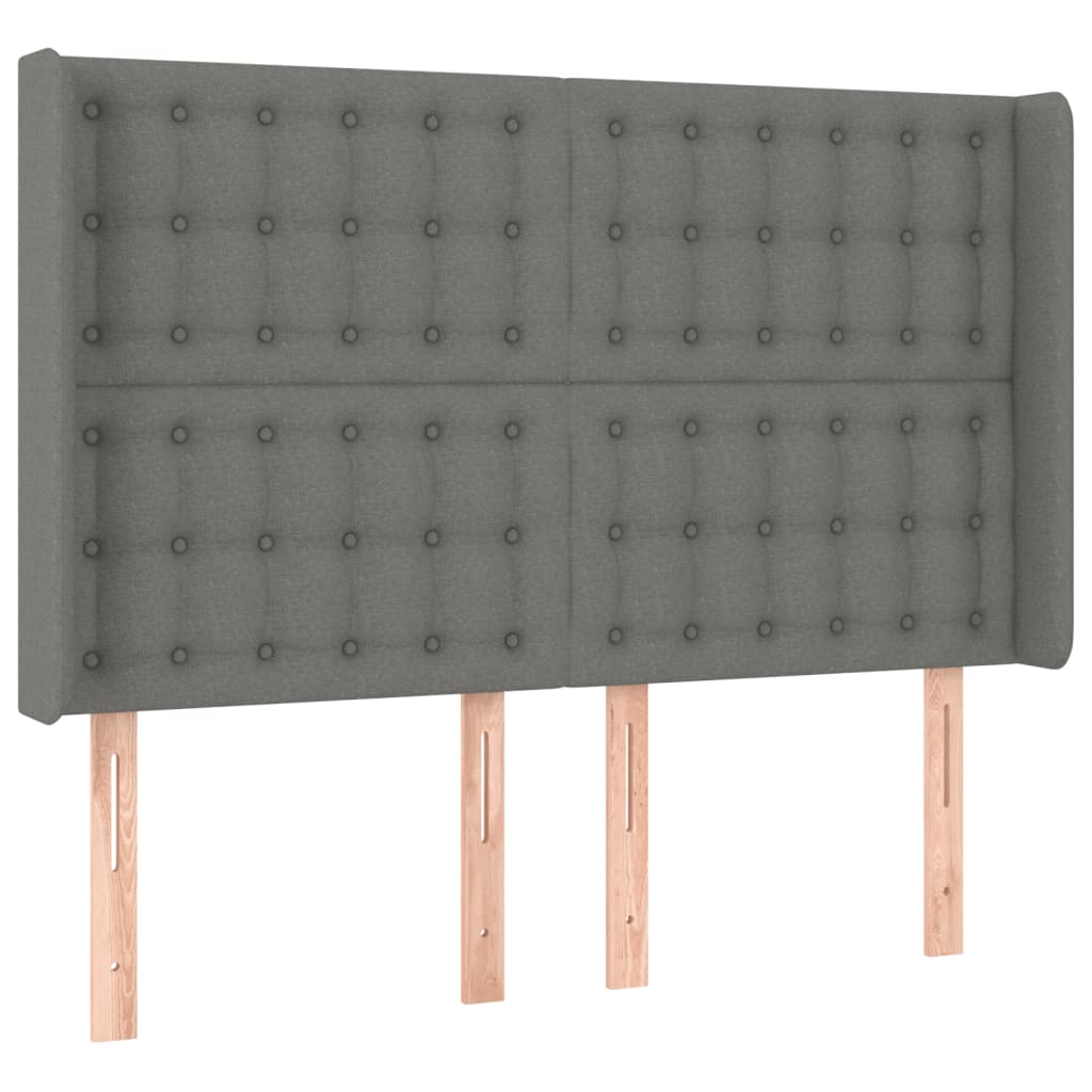 vidaXL Cama box spring c/ colchão e LED 140x190 cm tecido cinza-escuro