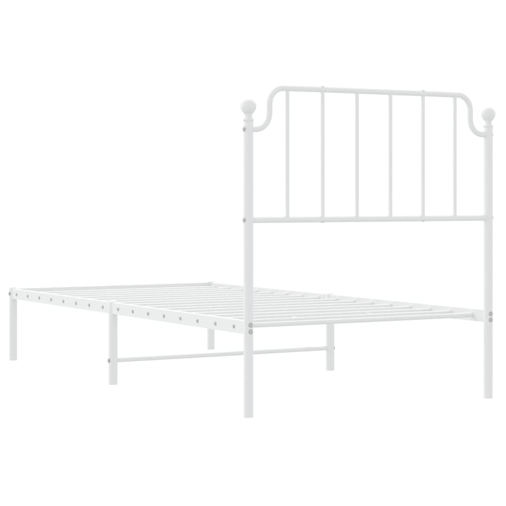 vidaXL Estrutura de cama com cabeceira 90x200 cm metal branco