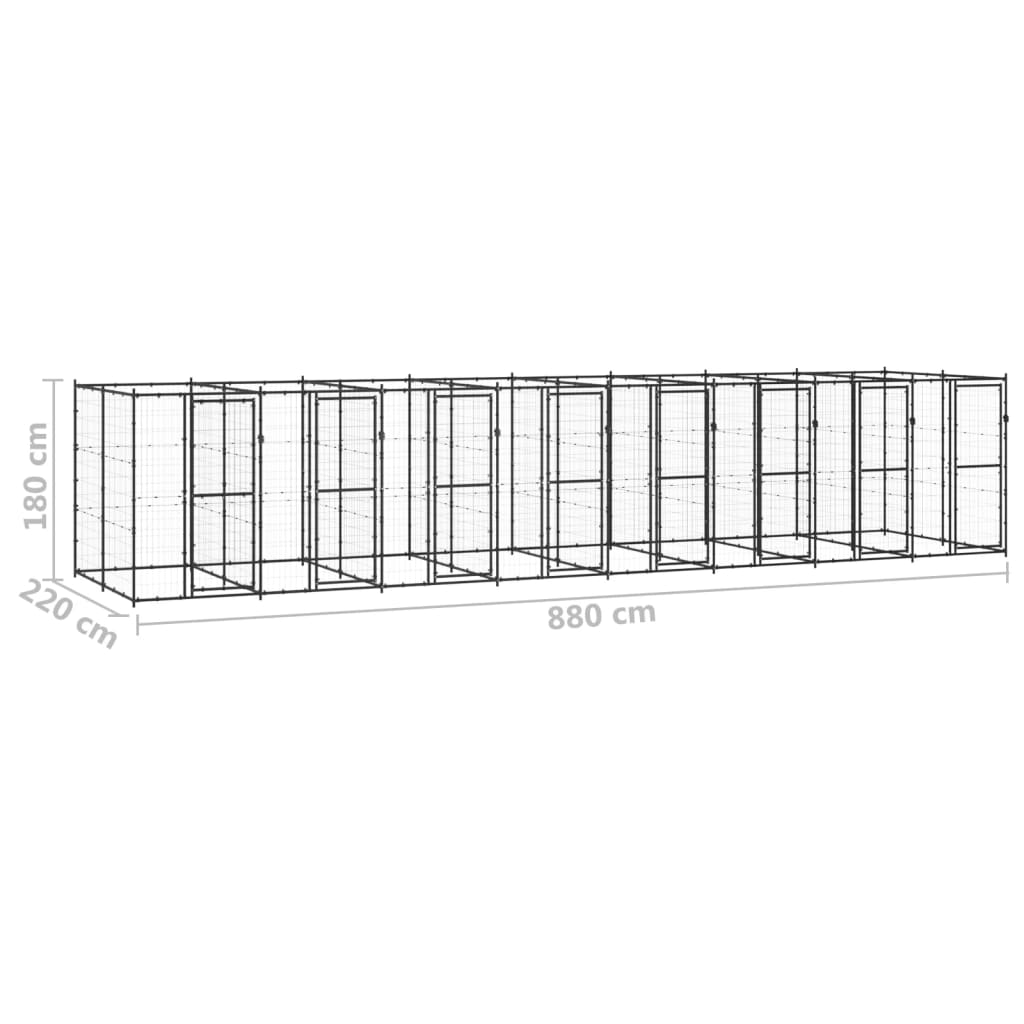 vidaXL Canil de exterior 19,36 m² aço