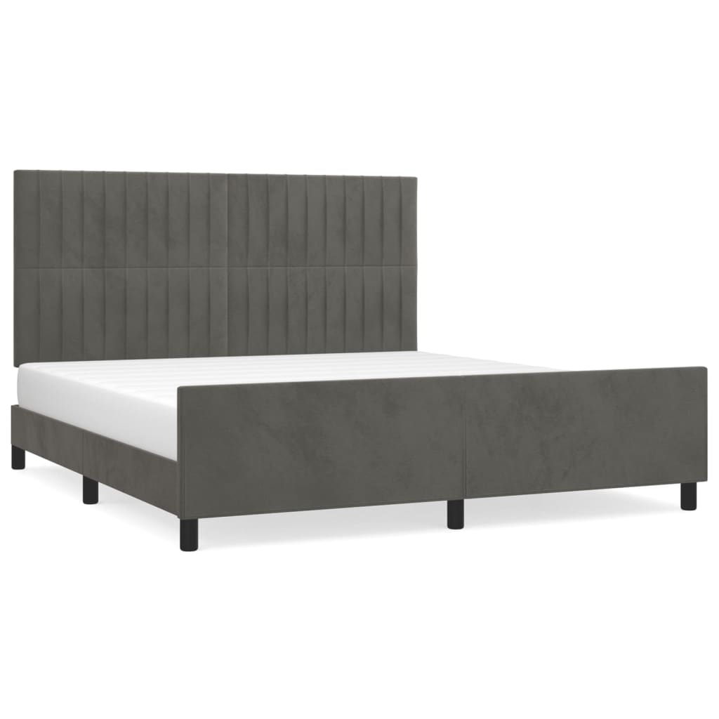 vidaXL Estrutura de cama c/ cabeceira 160x200cm veludo cinzento-escuro