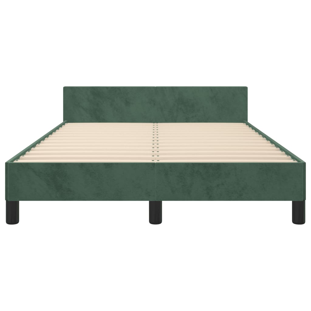 vidaXL Estrutura de cama c/ cabeceira 120x200 cm veludo verde-escuro