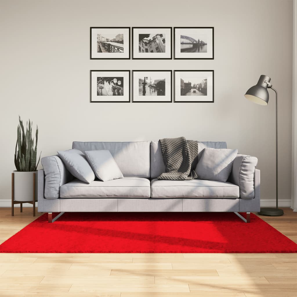 vidaXL Tapete de pelo curto OVIEDO 120x170 cm vermelho