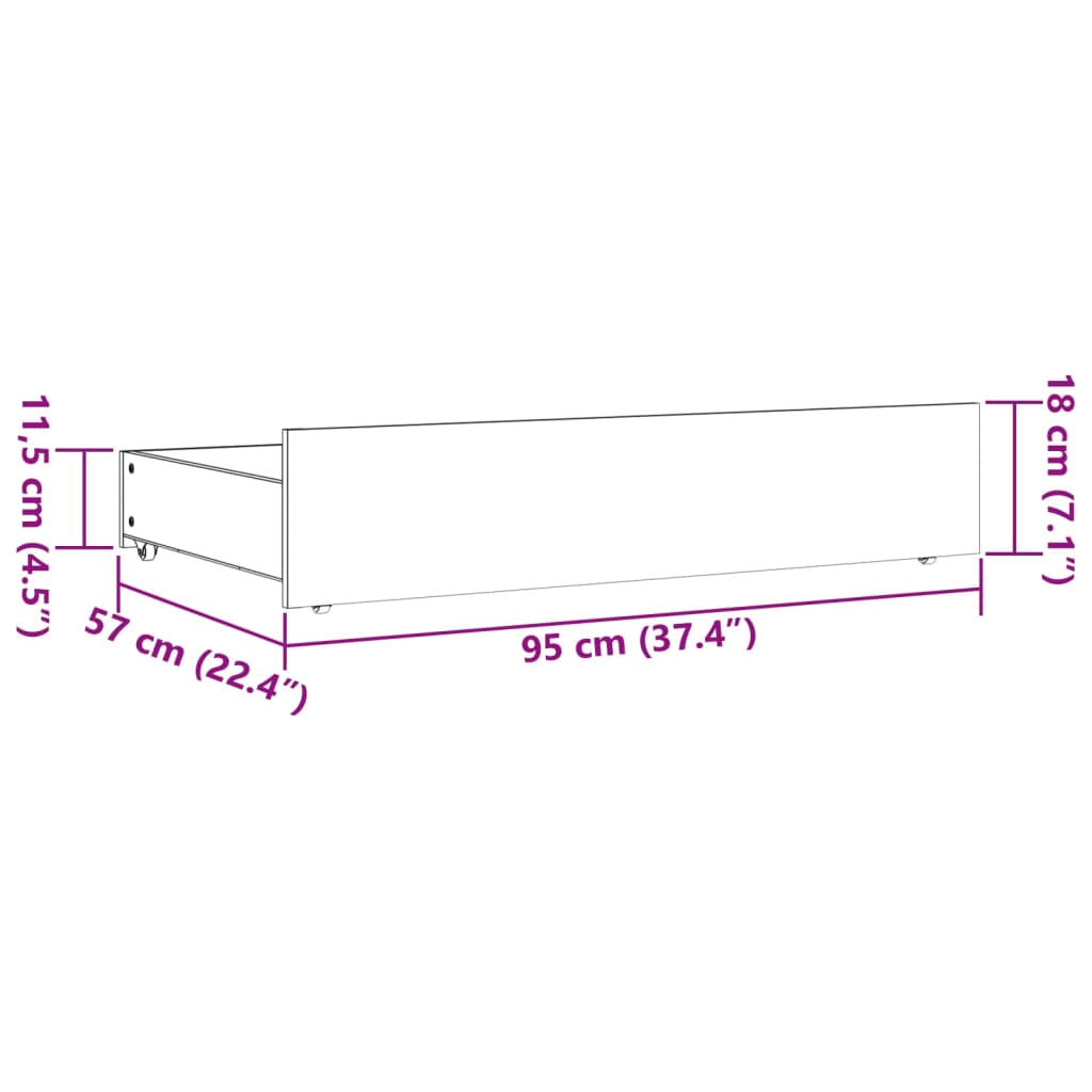 vidaXL Gavetas para cama 4 pcs madeira de pinho maciça castanho mel