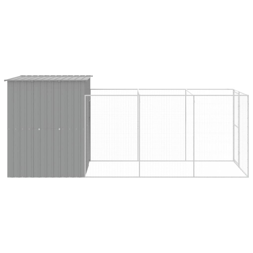 vidaXL Casota cães c/ parque 165x455x181 cm aço galvaniz. cinza-claro