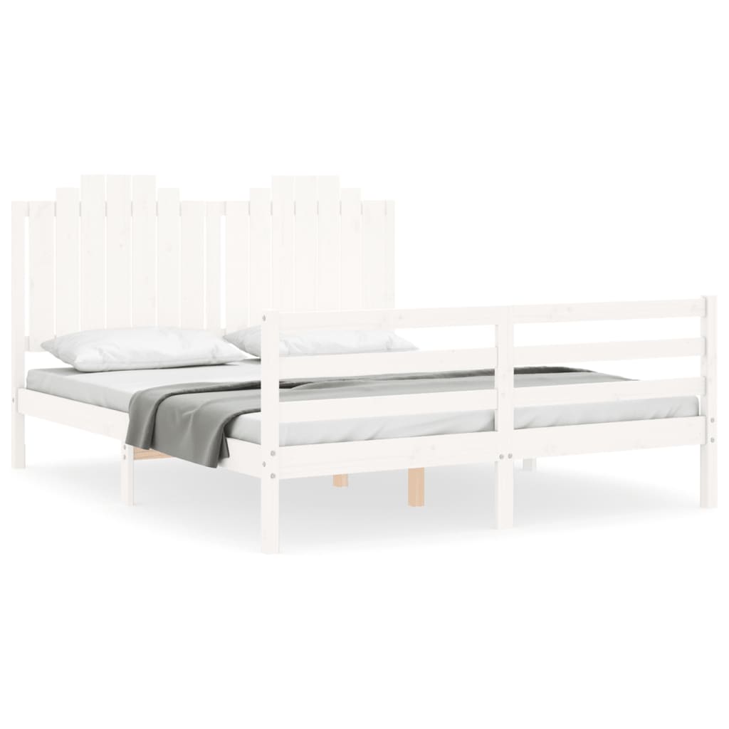 vidaXL Estrutura de cama com cabeceira 160x200 cm madeira maciça