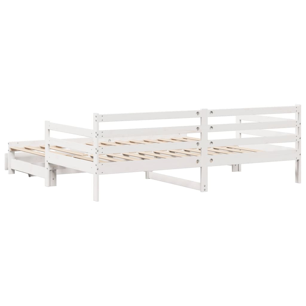 vidaXL Sofá-cama c/ gavetão e gavetas branco 90x190cm madeira de pinho