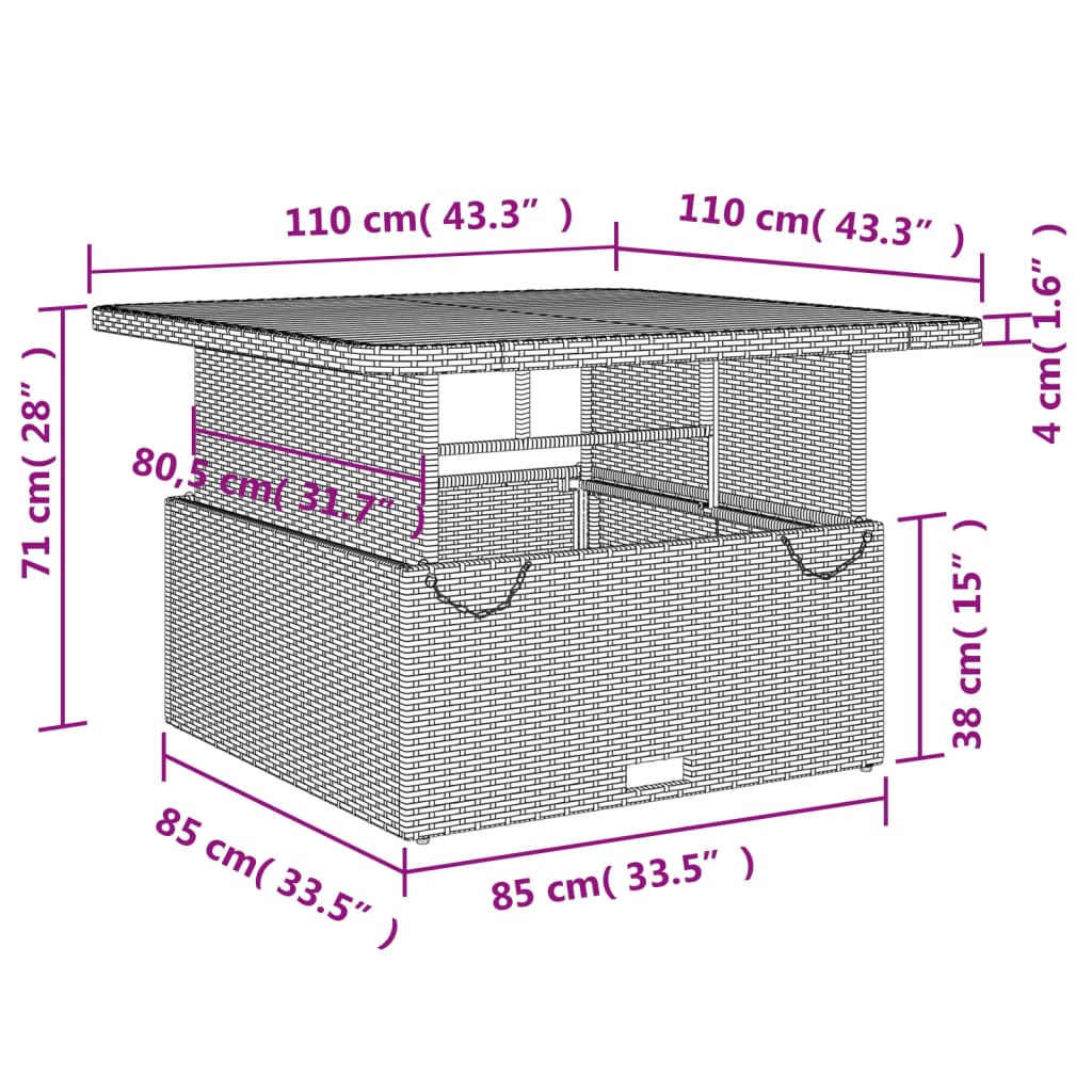 vidaXL 2 pcs conjunto de jantar p/ jardim c/ almofadões vime PE preto