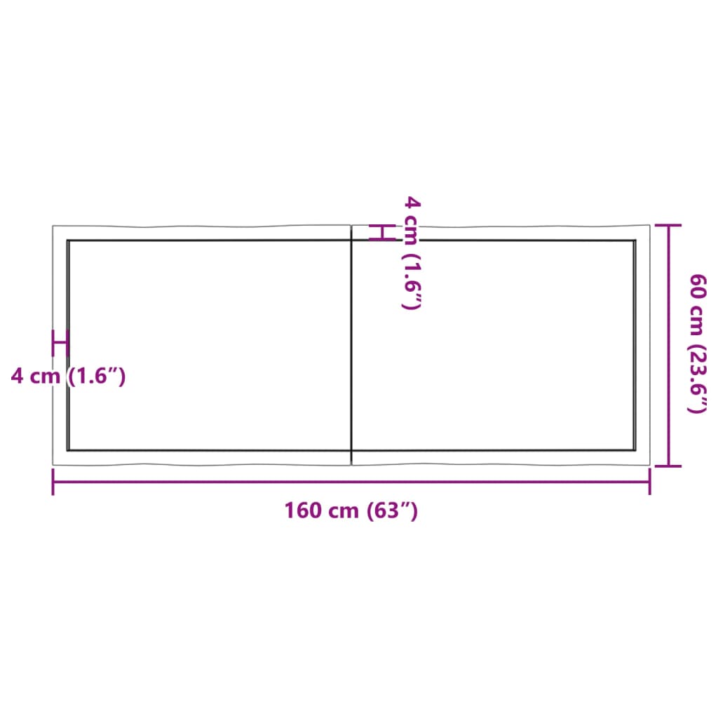 vidaXL Tampo de mesa com bordas vivas maciço tratado castanho-escuro