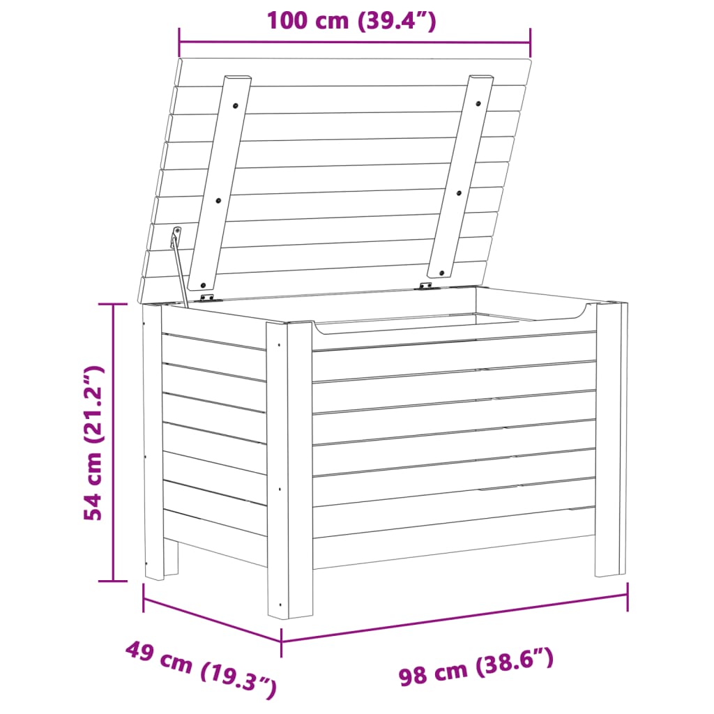 vidaXL Caixa arrumação c/ tampa RANA 100x49x54 cm pinho maciço branco