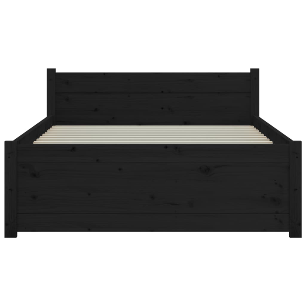 vidaXL Estrutura cama pequena solteiro 75x190 cm madeira maciça preto