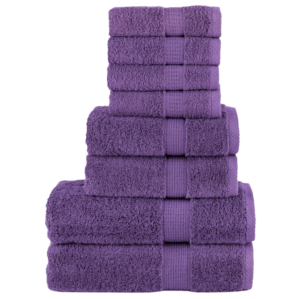 vidaXL 8pcs Conjunto toalhas banho premium SOLUND 600 gsm roxo