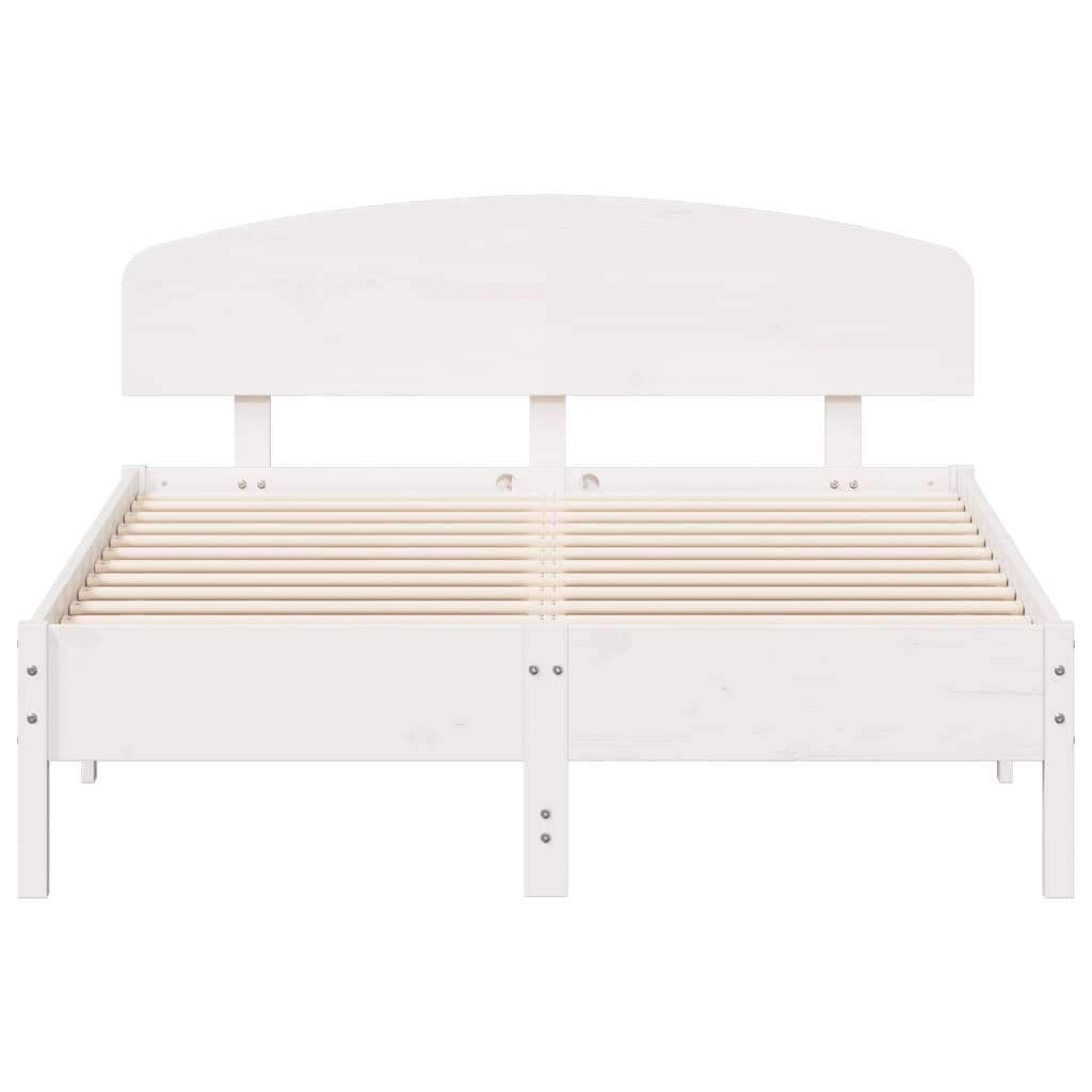 vidaXL Cama sem colchão 135x190 cm madeira de pinho maciça branco