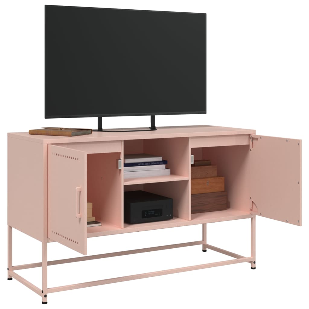 vidaXL Móvel de TV 100,5x39x60,5 cm aço rosa