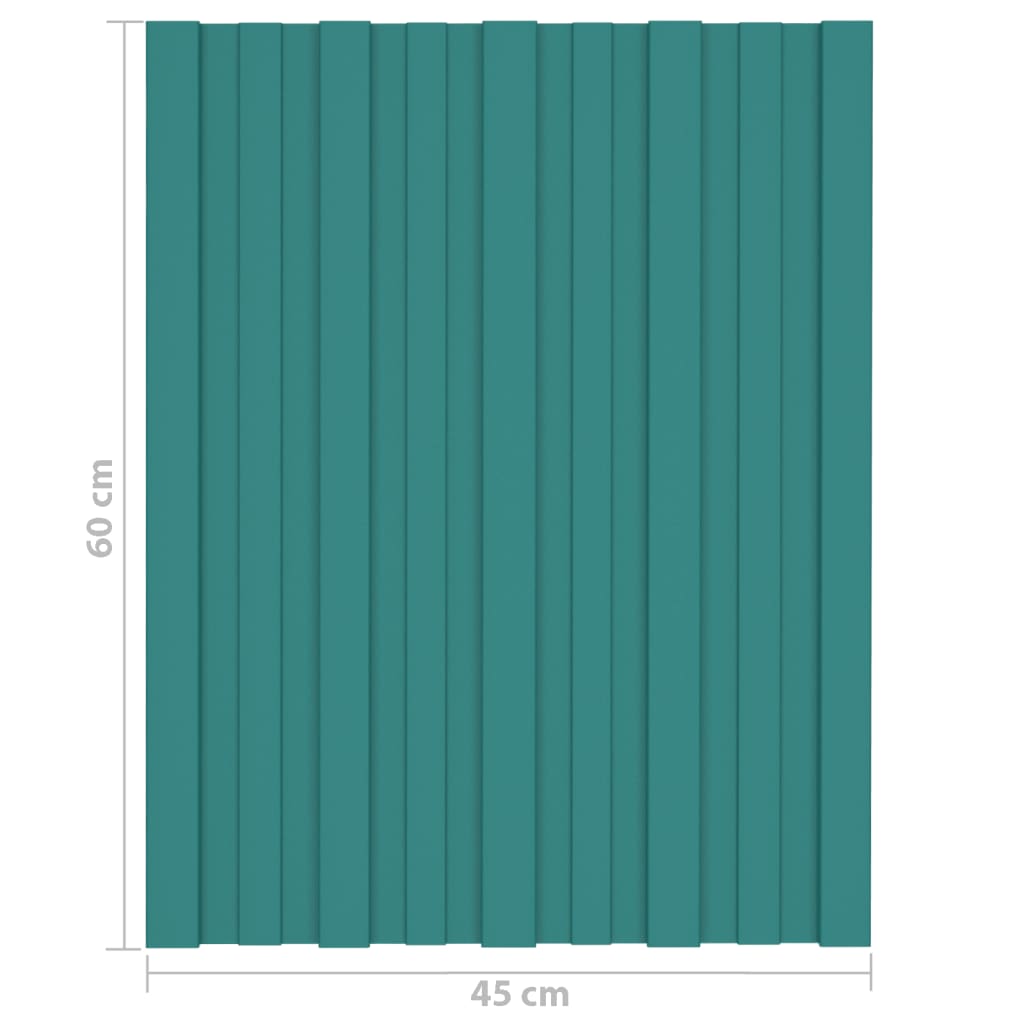 vidaXL Painel de telhado 12 pcs 60x45 cm aço galvanizado verde