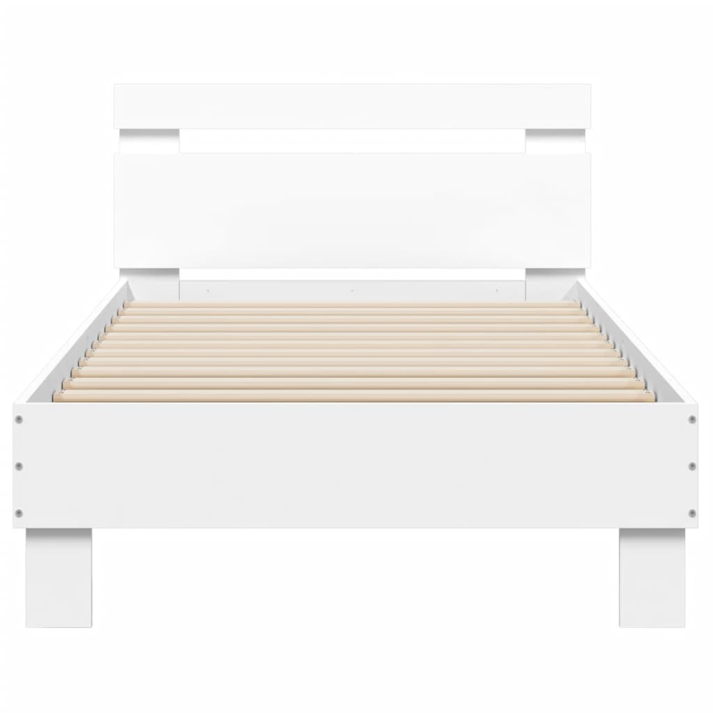 vidaXL Estrutura de cama c/ cabeceira 90x190 cm deriv. madeira branco
