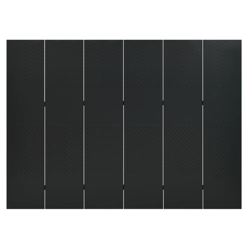 vidaXL Divisória/biombo com 6 painéis aço 240x180 cm preto