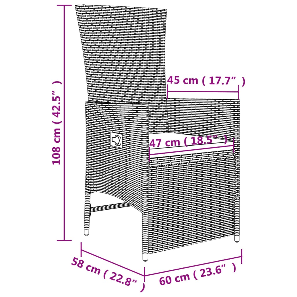 vidaXL 3 pcs conjunto lounge para jardim vime PE e aço bege