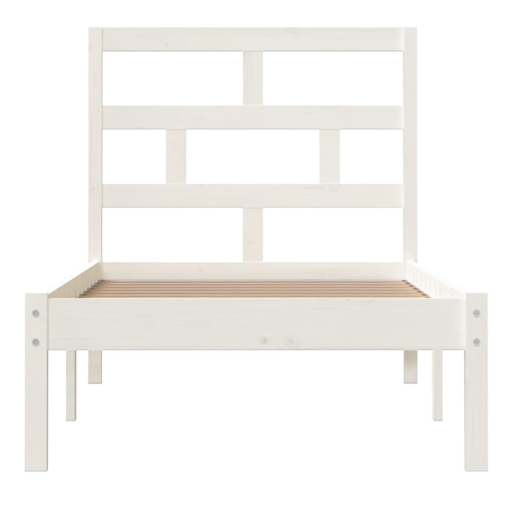 vidaXL Estrutura cama pequena solteiro 75x190 cm madeira maciça branco