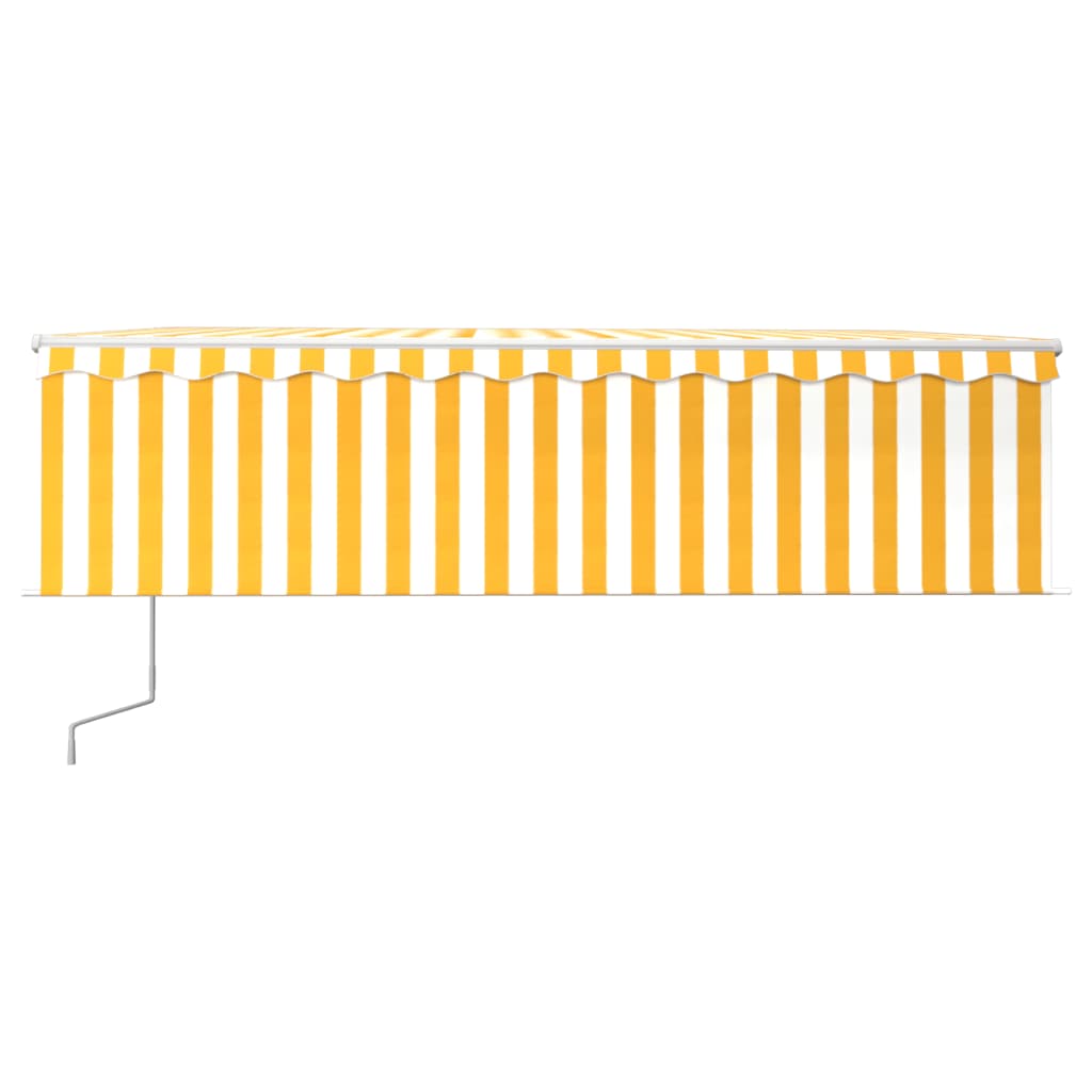 vidaXL Toldo autom. c/ estore/LED/sensor de vento 5x3 m amarelo/branco