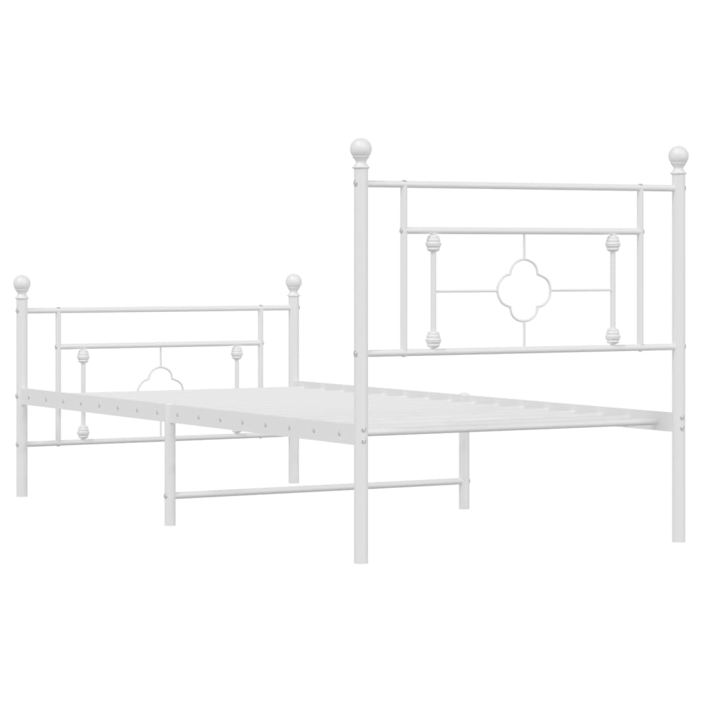 vidaXL Estrutura de cama com cabeceira e pés 90x200 cm metal branco