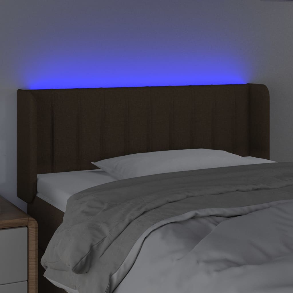 vidaXL Cabeceira de cama c/ luzes LED tecido 93x16x78/88 cm castanho